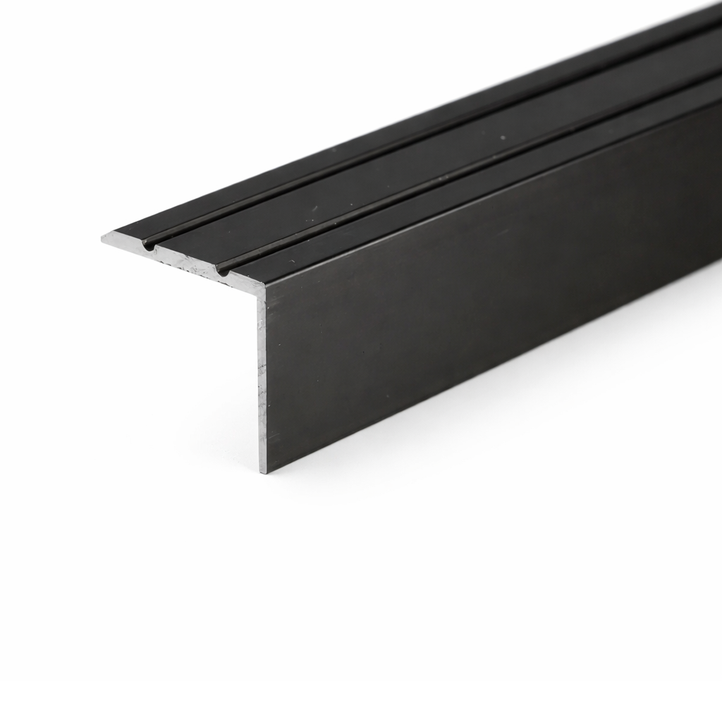 Black Self adhesive aluminium stair nosing edge trim for anti slip stair edge protection