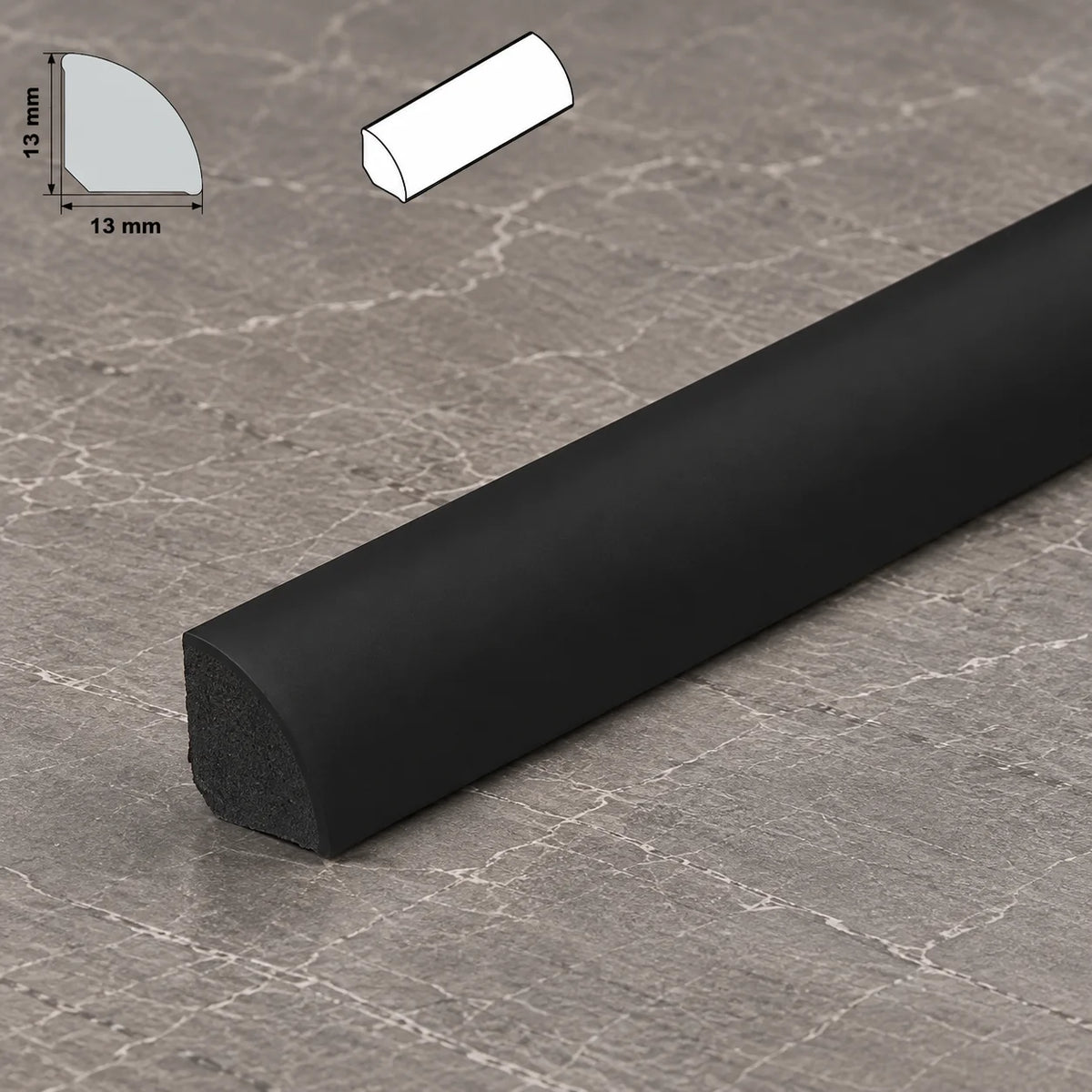 Decorative Flooring Window Edge Beading Worktop Strip uPVC 13mm Quadrant Trim Moulding In Black Color