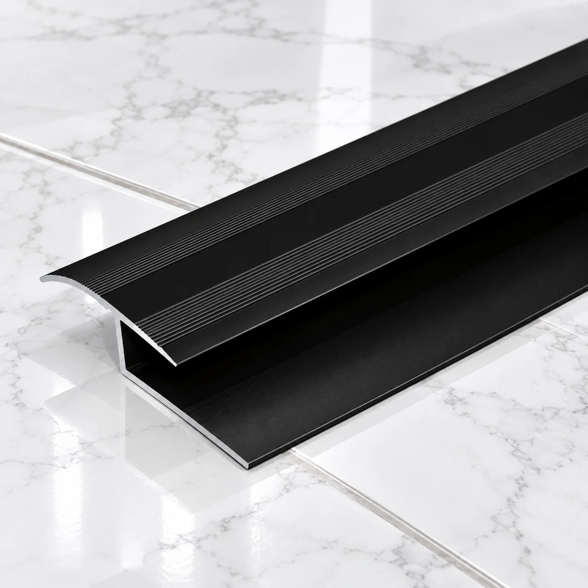 40mm Aluminium Dual-Level Floor Transition Profile In Black Color