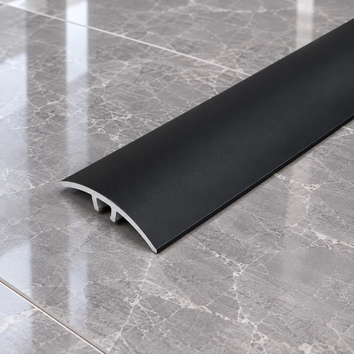 40mm Aluminium Concealed-Fix Floor Transition Strip In Black Color