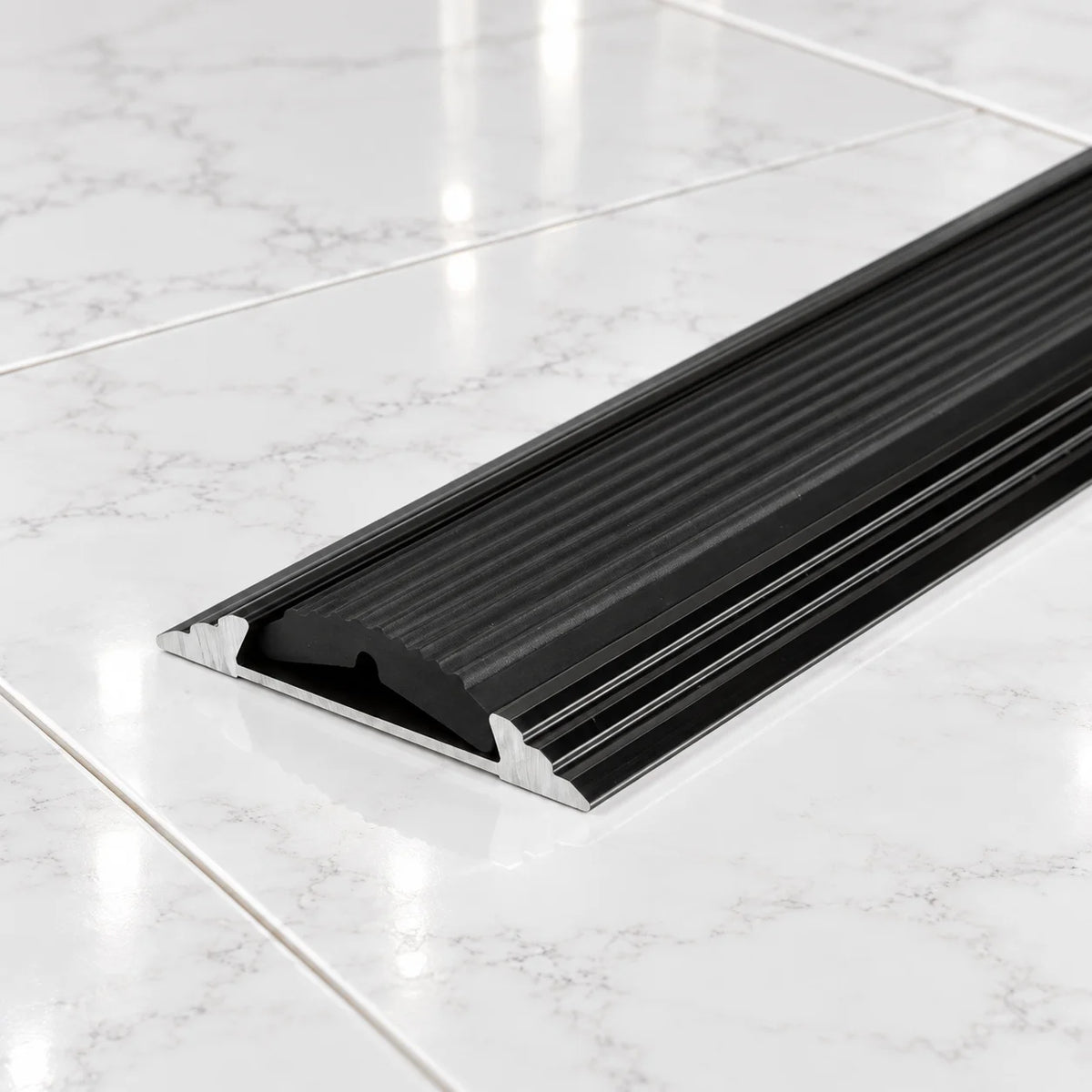 50mm Heavy Duty Aluminium Threshold with Rubber Insert In Black Color