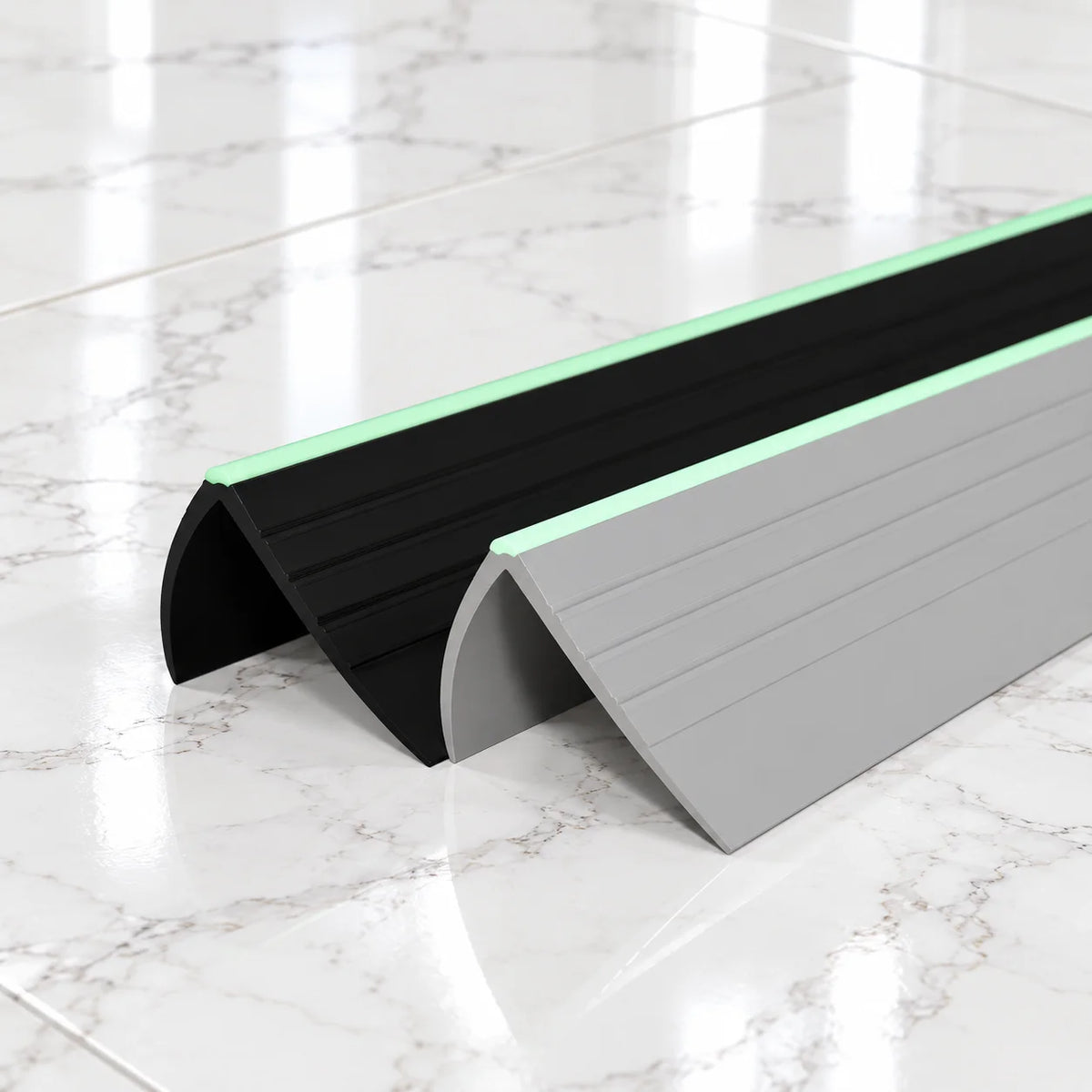 730-RDFL 40x40mm Luminescent PVC Stair Nosing – 1.2m In Back & Grey