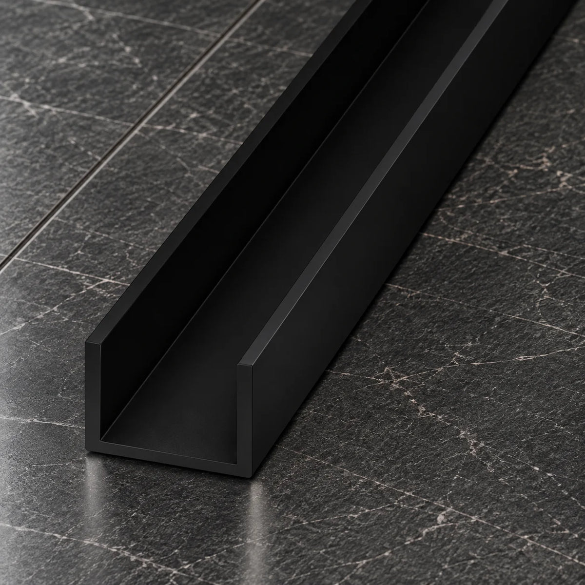PVC U Channel Profile Edge Trim 1m | Black 39.37 Inch
