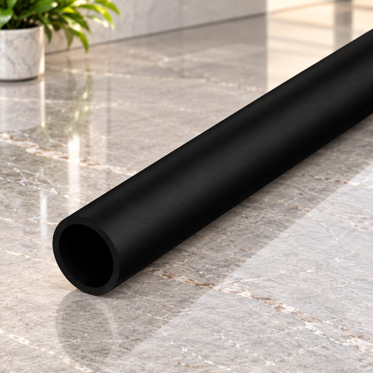 PVC Plastic Round Pipe Tube Black -1m / 39.37" Length