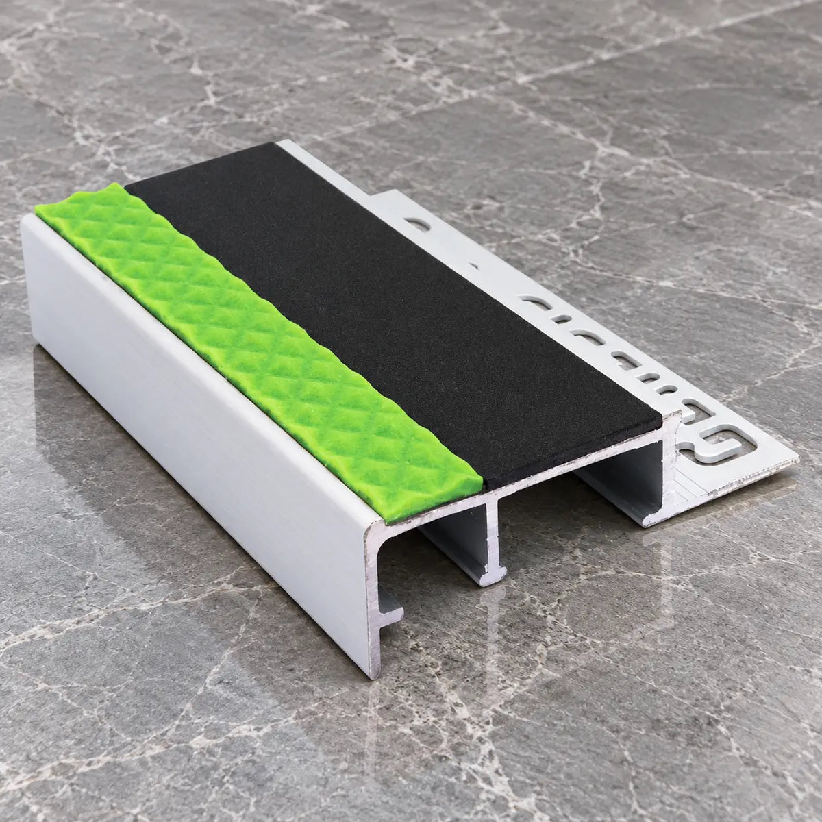 45x20mm Aluminium Tile-In Stair Nosing for 10–12.5mm Tiles In Black Color
