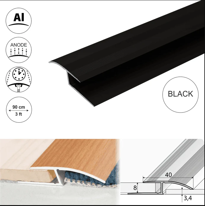 A62 40mm Anodised Aluminium Door Threshold Ramp Profile