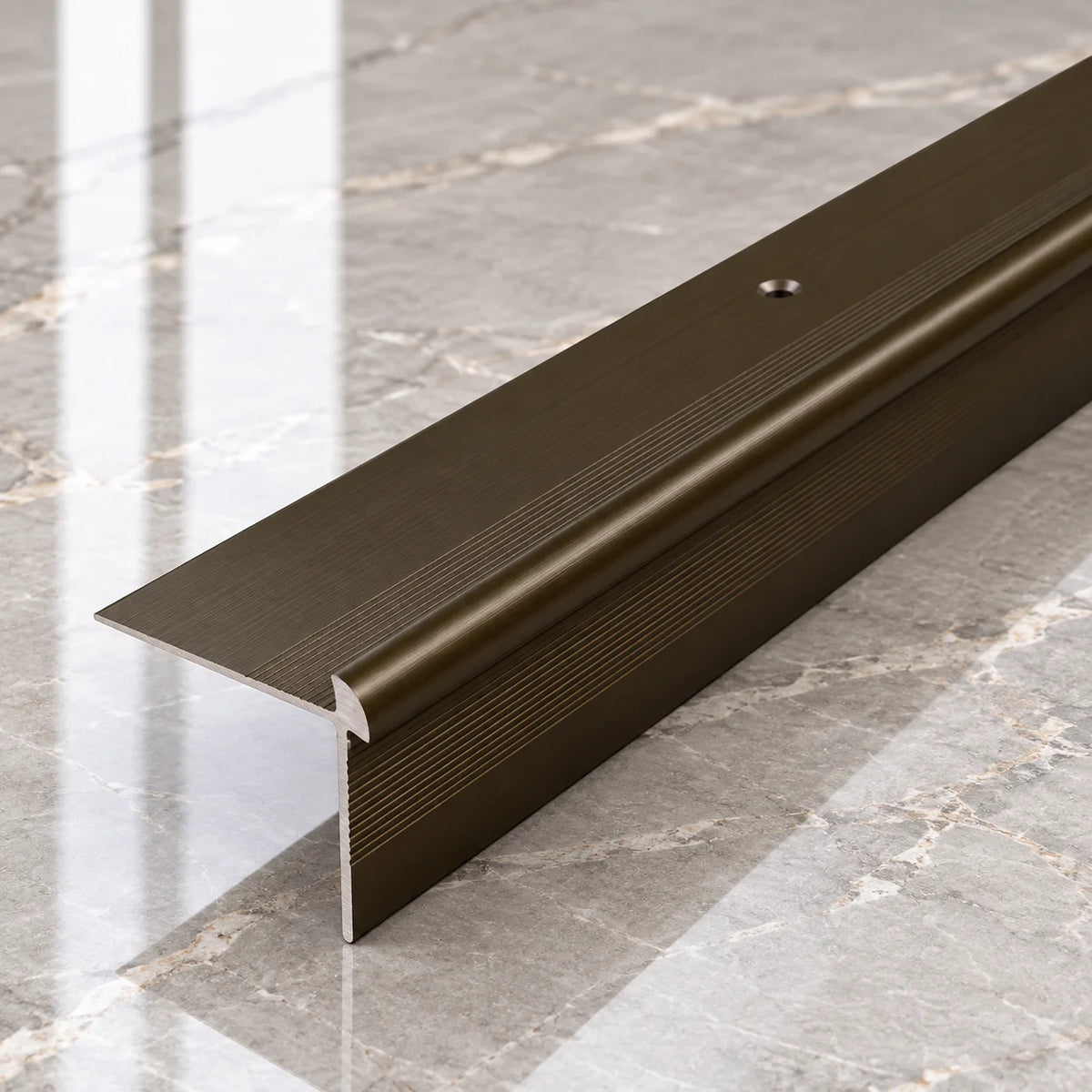 40 x 26mm Anodised Aluminium LVT Stair Nosing for 3mm Floors | 2.7m in Bronze Color