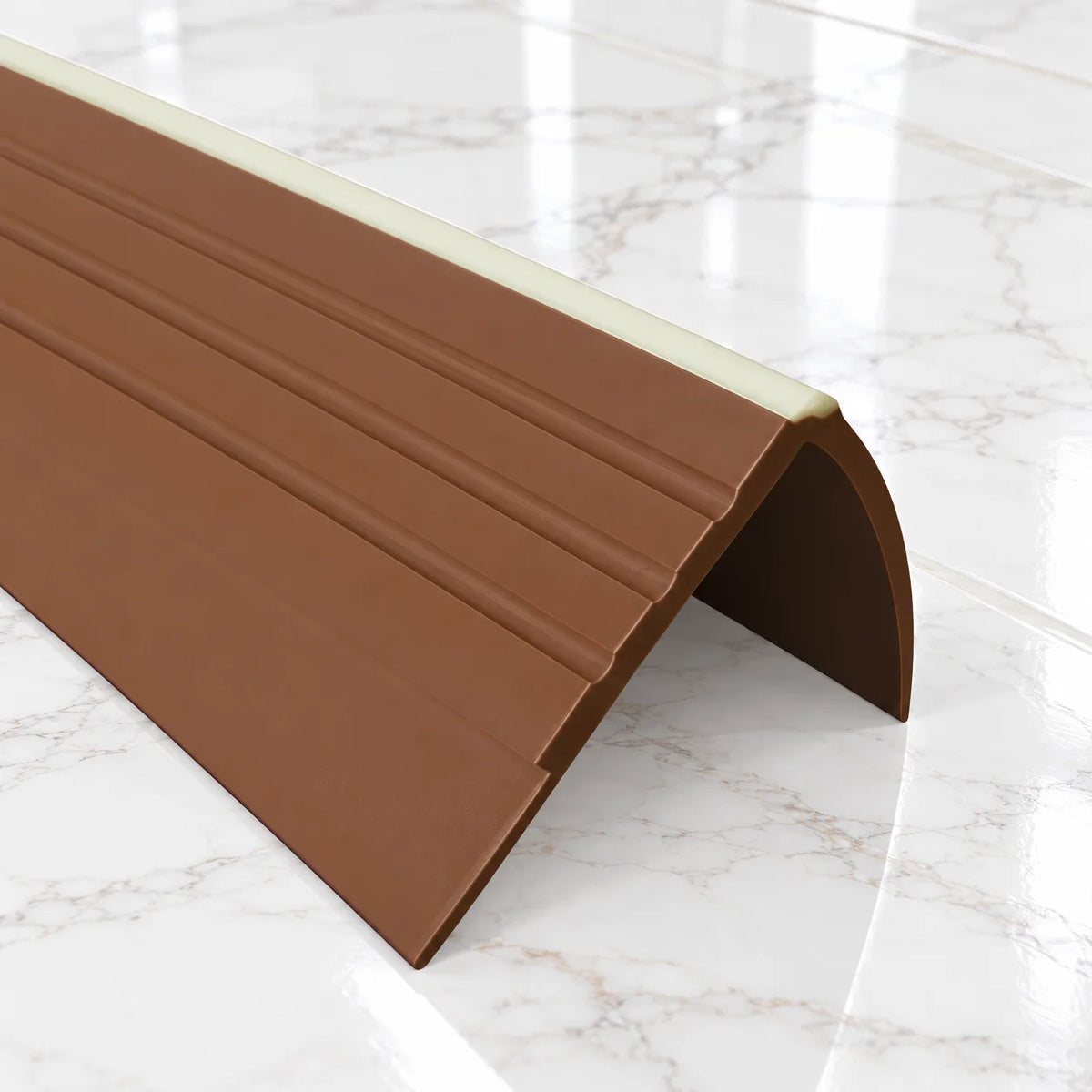 730-RDFL 40x40mm Luminescent PVC Stair Nosing – 1.2m In Brown Color
