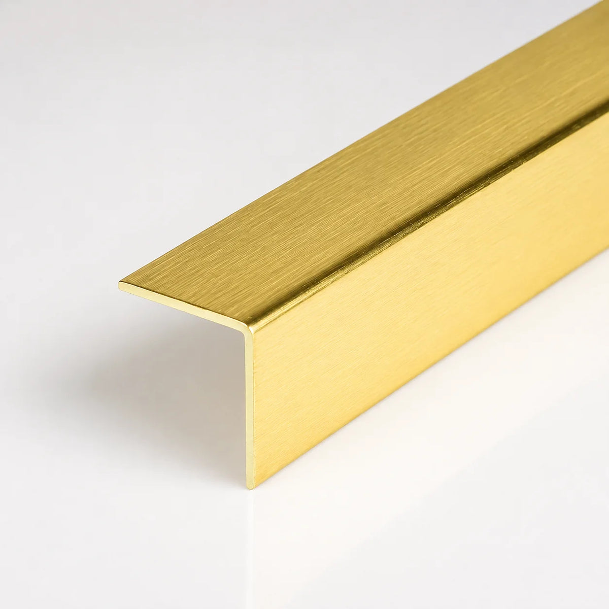 Equal & Unequal Gold & Silver Brushed Finish PVC Plastic Corner Angle Trim Profiles 90° In Brushed Gold Color