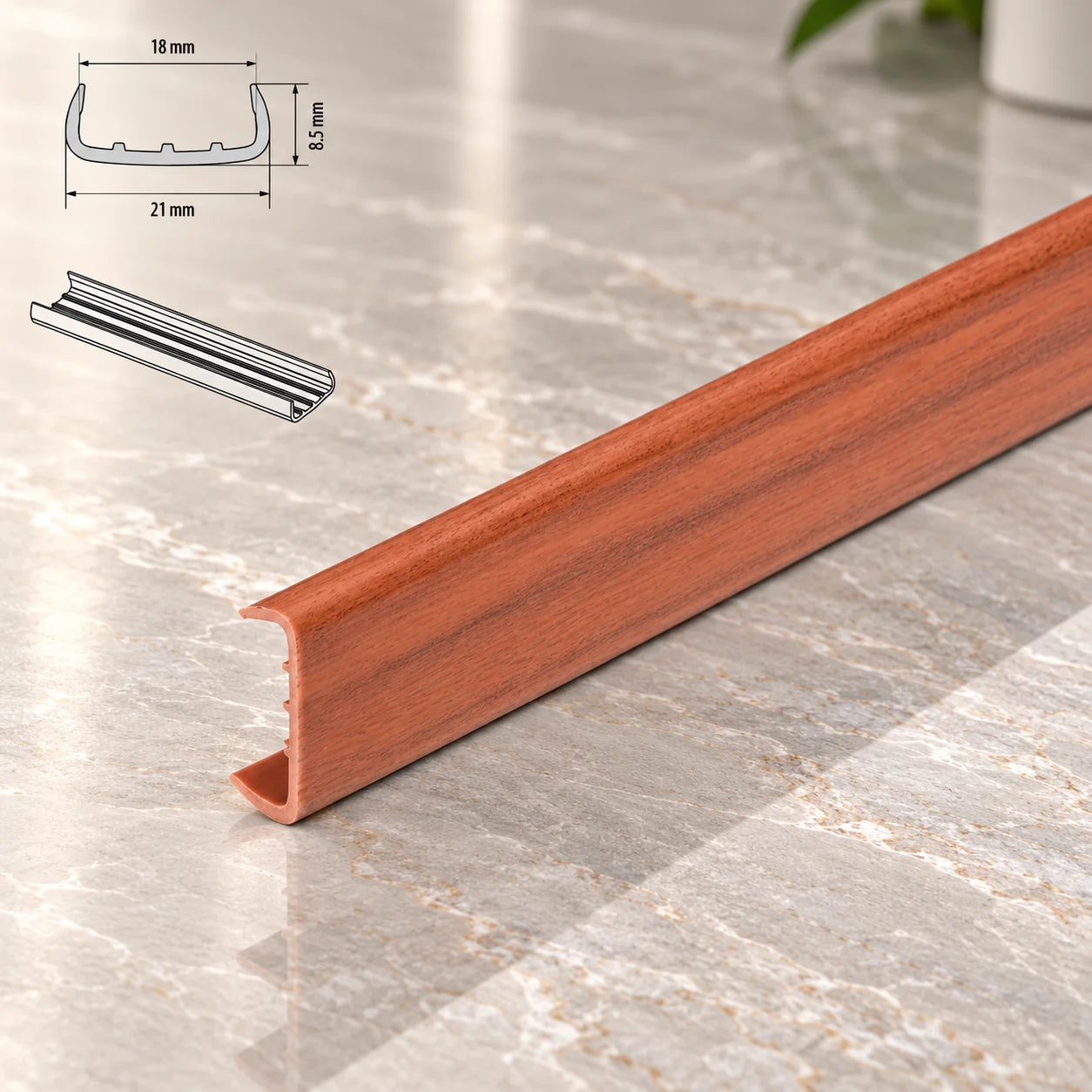PVC Melamine Furniture Board Panel Cover U Trim Edging Strip In Calwados Color