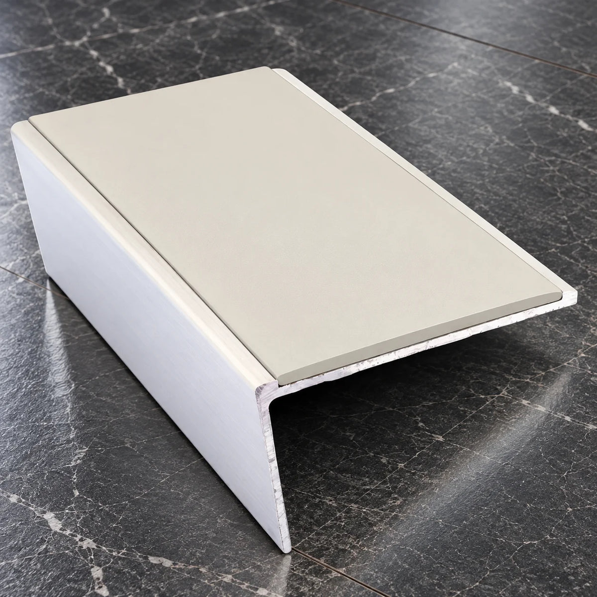 NSL02 57 x 32mm Aluminium Rakeback Stair Nosing with PVC Insert In Canvas Color
