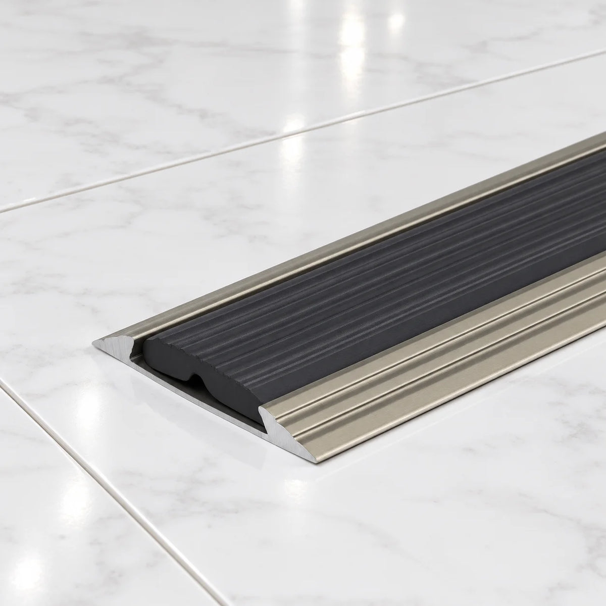 50mm Heavy Duty Aluminium Threshold with Rubber Insert In Chamapagne Color