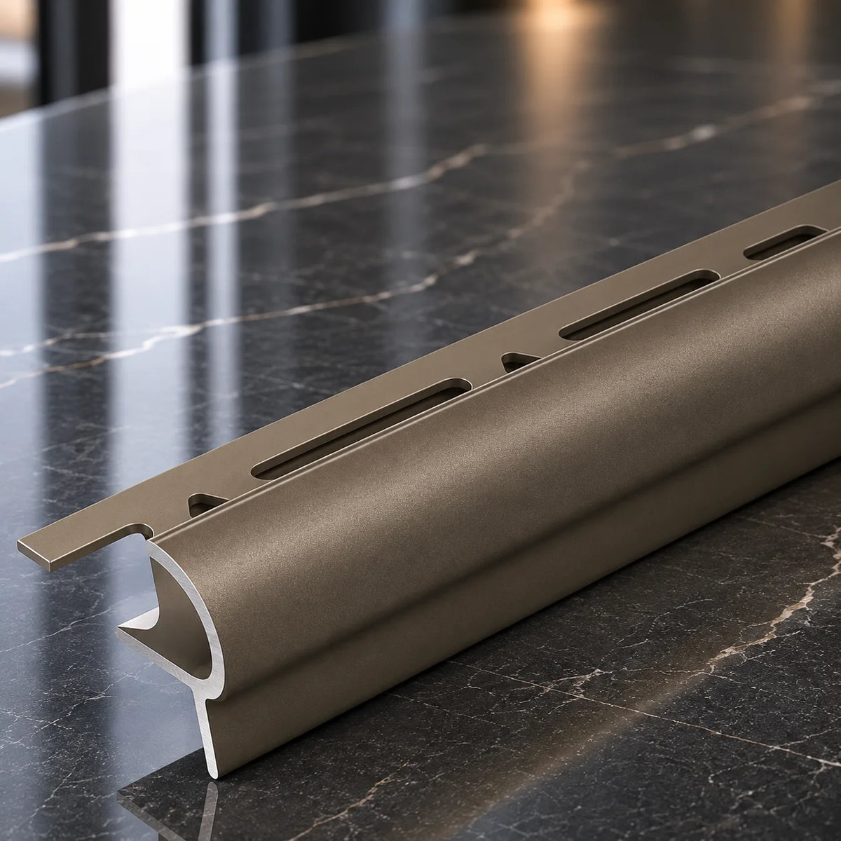 Aluminium Stair Nosing Edge Trim for Tiles – 29mm x 17mm x 10mm in Champagne Color