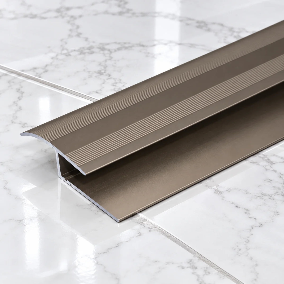 40mm Aluminium Dual-Level Floor Transition Profile In Champagne Color