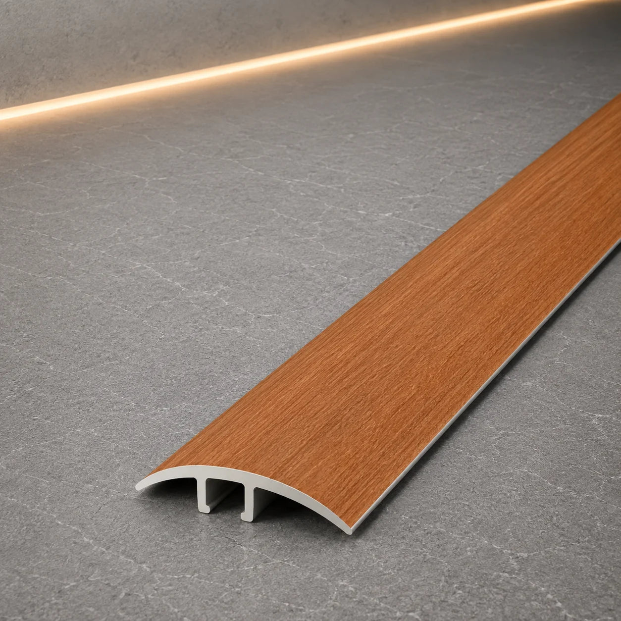 E64 40mm Pvc Wood Effect Door Threshold Strip in Cherry Color