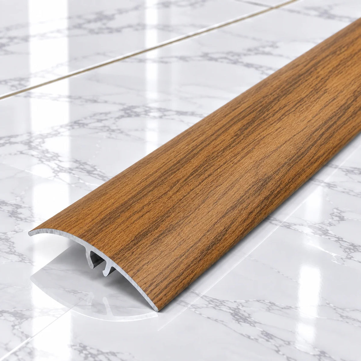 50mm Wood Effect Aluminium Adjustable Threshold Strip In Chestnut Color