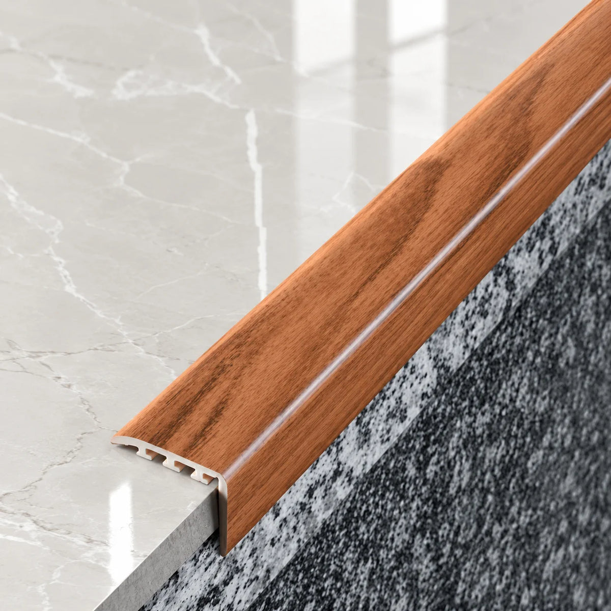 D-K0300 25x25mm Wood Effect PVC Stair Nosing In Chestnut 6e