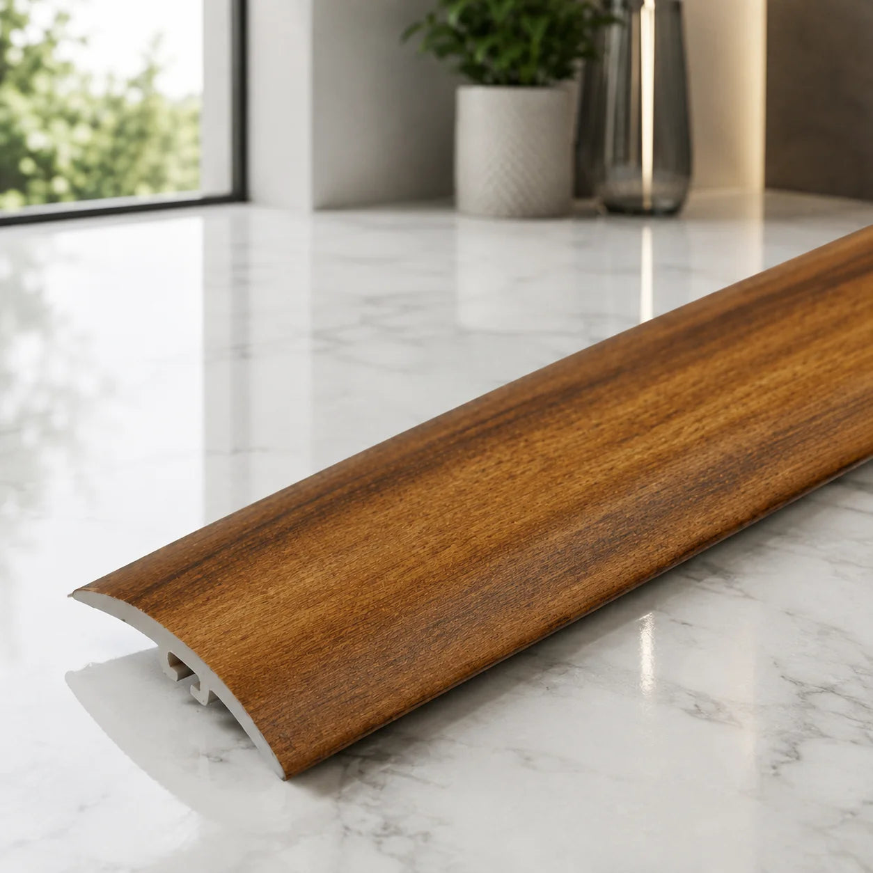30mm PVC wood effect door threshold strip for smooth floor transitions.