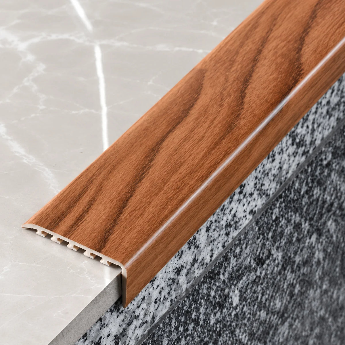 D-K0100 45x22mm Wood Effect PVC Stair Nosing Chestnut 6e