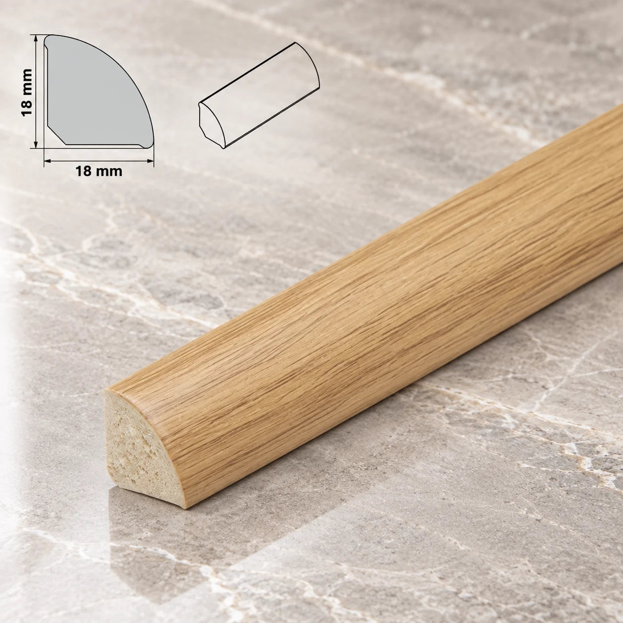 Decorative Flooring Window Edge Beading Worktop Strip uPVC 18mm Quadrant Trim Moulding In Classic Oak Color