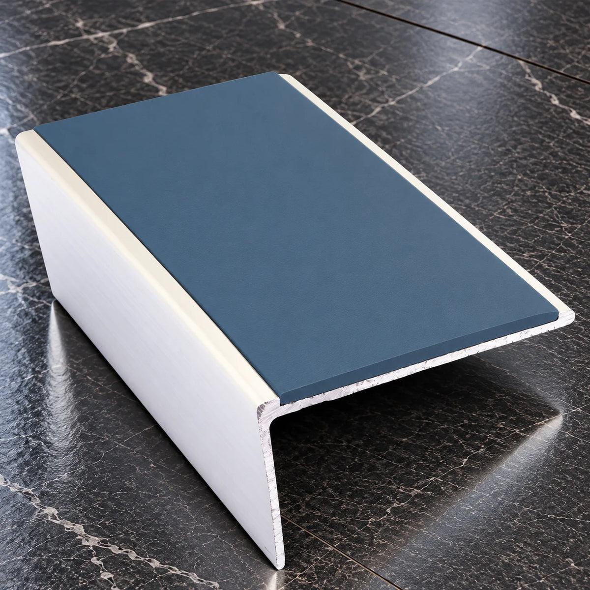 NSL02 57 x 32mm Aluminium Rakeback Stair Nosing with PVC Insert In Cobalt Blue Color