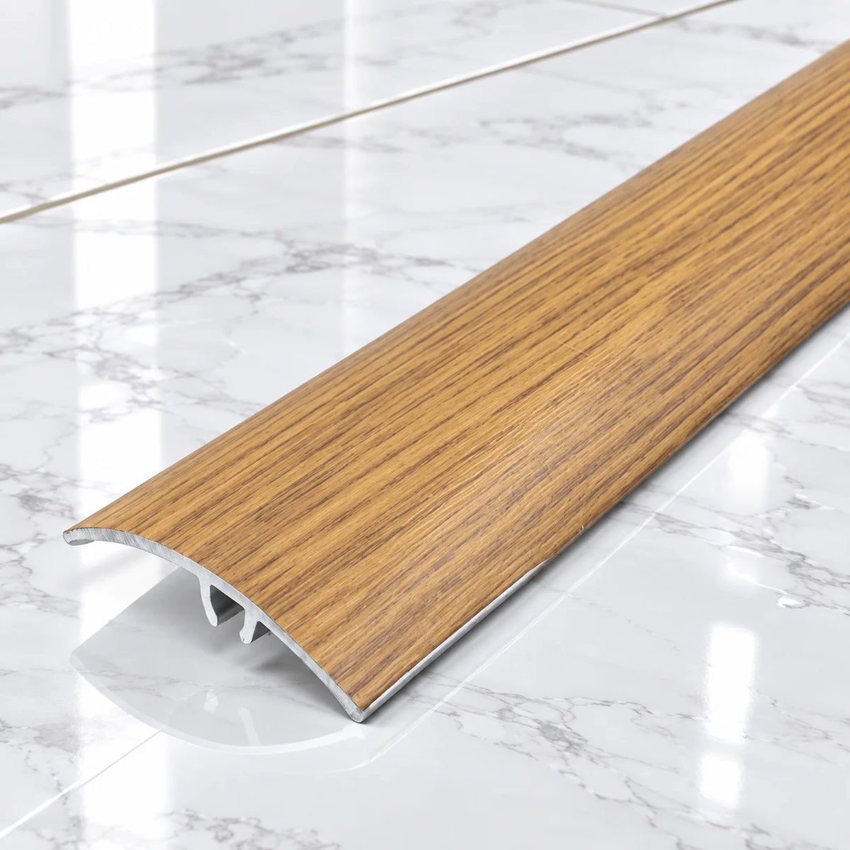 50mm Wood Effect Aluminium Adjustable Threshold Strip In Cognac Oak Color