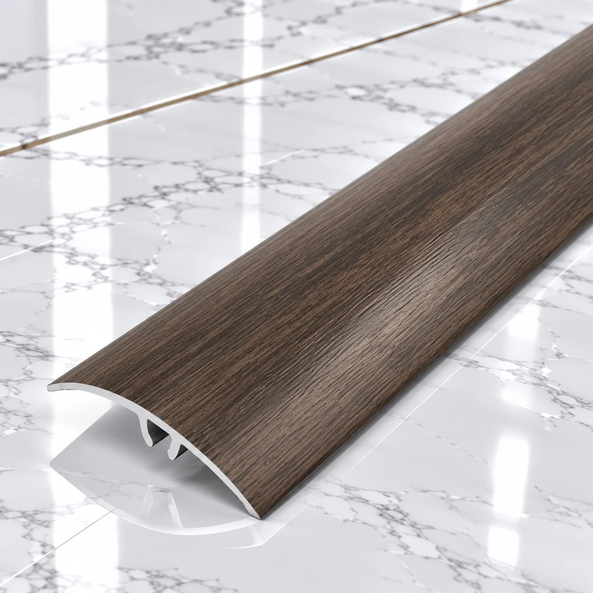 50mm Wood Effect Aluminium Adjustable Threshold Strip In Congo Wenge Color