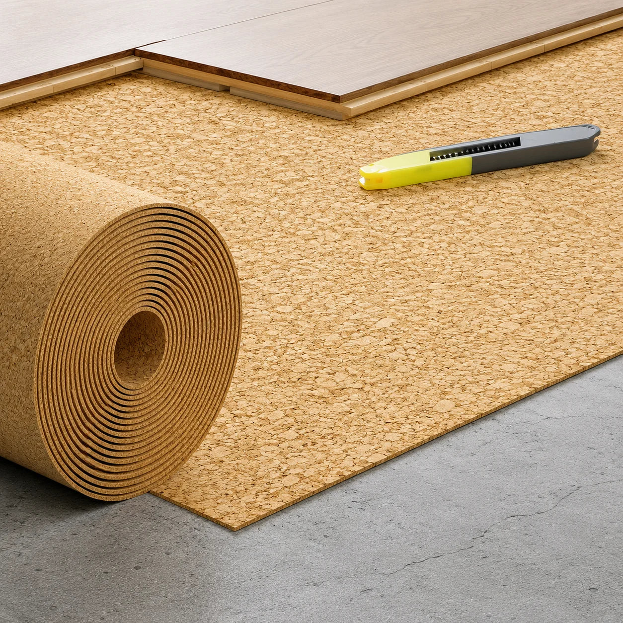 Cork Soundproof Underlay Roll Thermal Insulation Sheet Usage Image