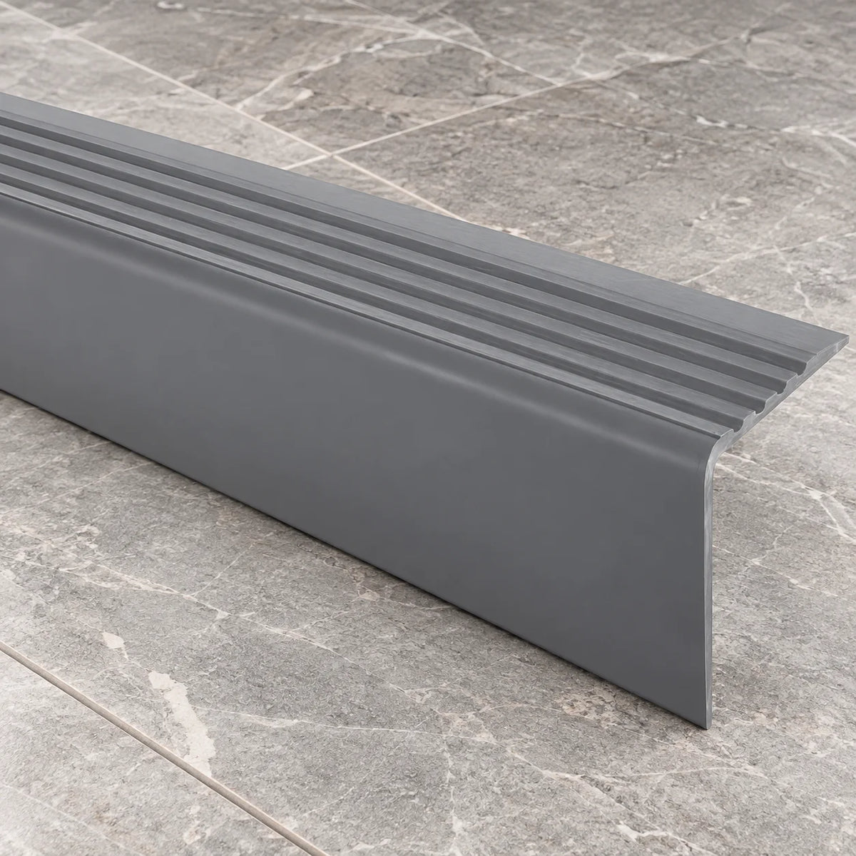 50x42mm Flexible Anti-Slip PVC Stair Nosing – 1.2m In Dark Grey Color
