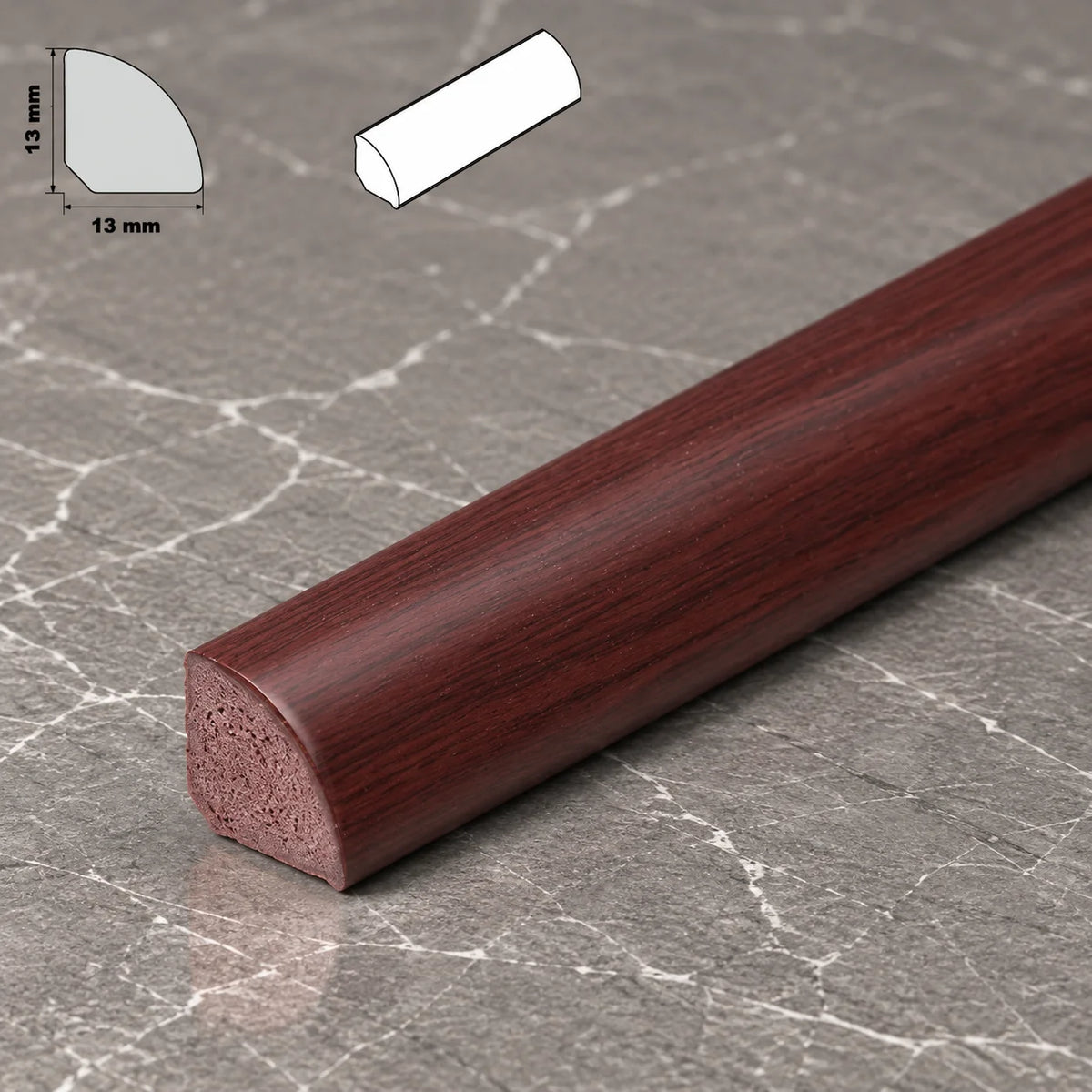 Decorative Flooring Window Edge Beading Worktop Strip uPVC 13mm Quadrant Trim Moulding In Dark Mahogany Color