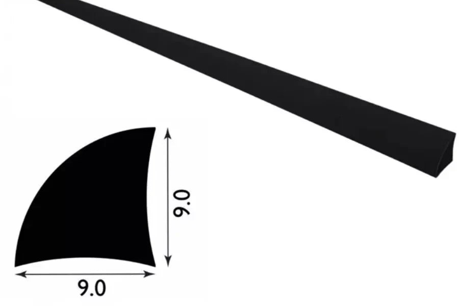 Decorative Flooring Window Edge Beading Worktop Strip UPVC Quadrant Trim Moulding-9mm Black