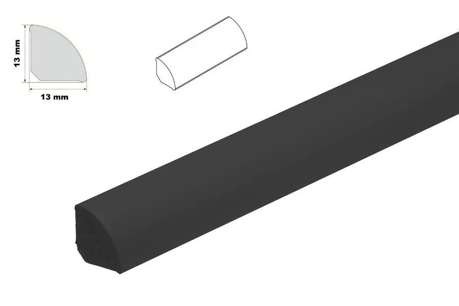 Decorative Flooring Window Edge Beading Worktop Strip uPVC Quadrant Trim Moulding- 13mm Black
