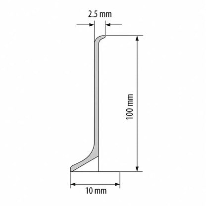 Anodised Aluminium Skirting Board Trim Profile 100x10x2.5