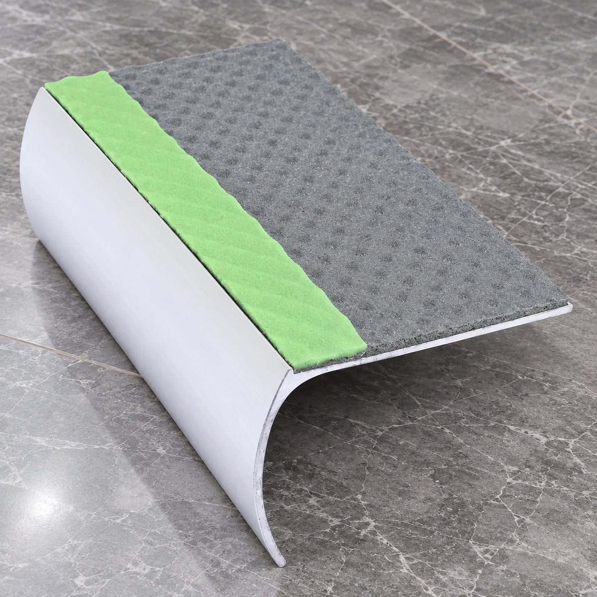 ASL03 57x40mm Tredsafe Aluminium Bullnose Stair Nosing In Dolphin Grey Color
