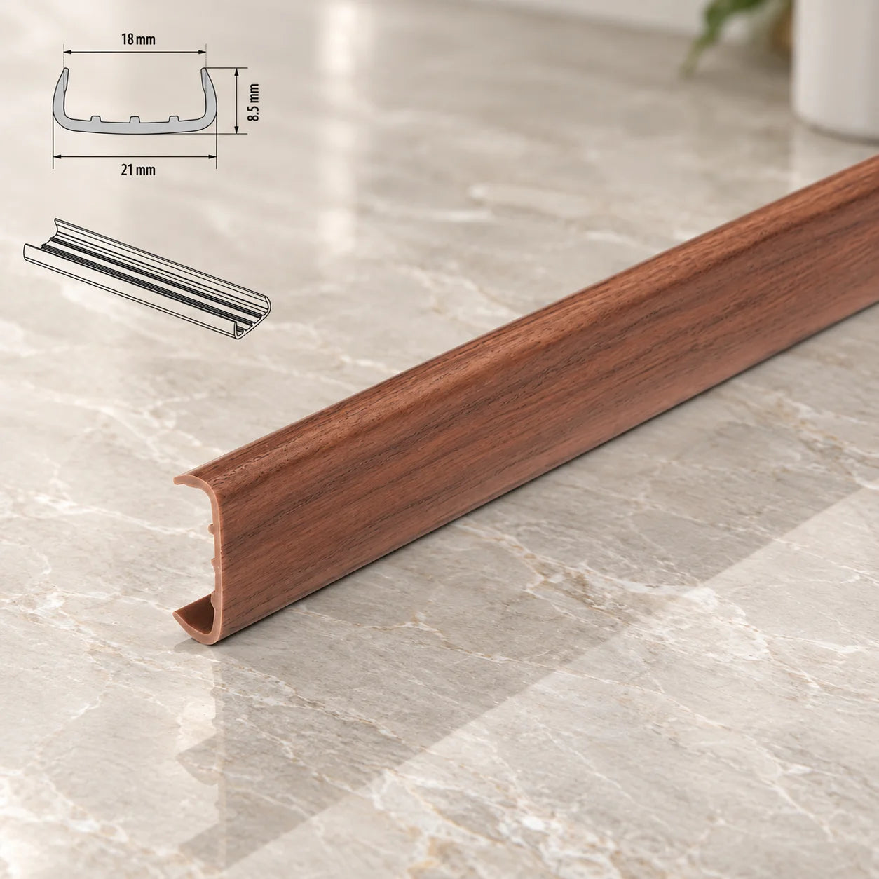 PVC Melamine Furniture Board Panel Cover U Trim Edging Strip In Ecco Walnut Color