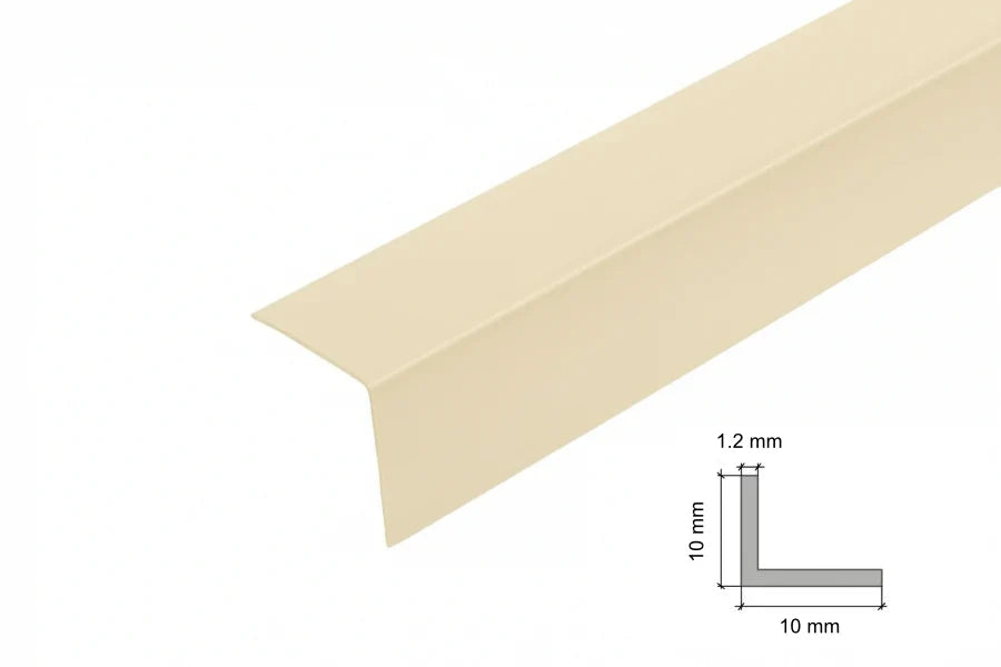 Edge Protector Ivory PVC Plastic Corner Angle Trim 90° - 10mm x10mm