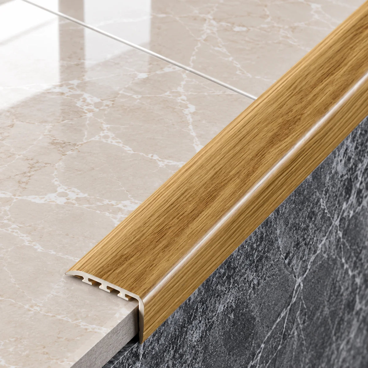 D-K0200 30x30mm Wood Effect PVC Stair Nosing Elm 5e