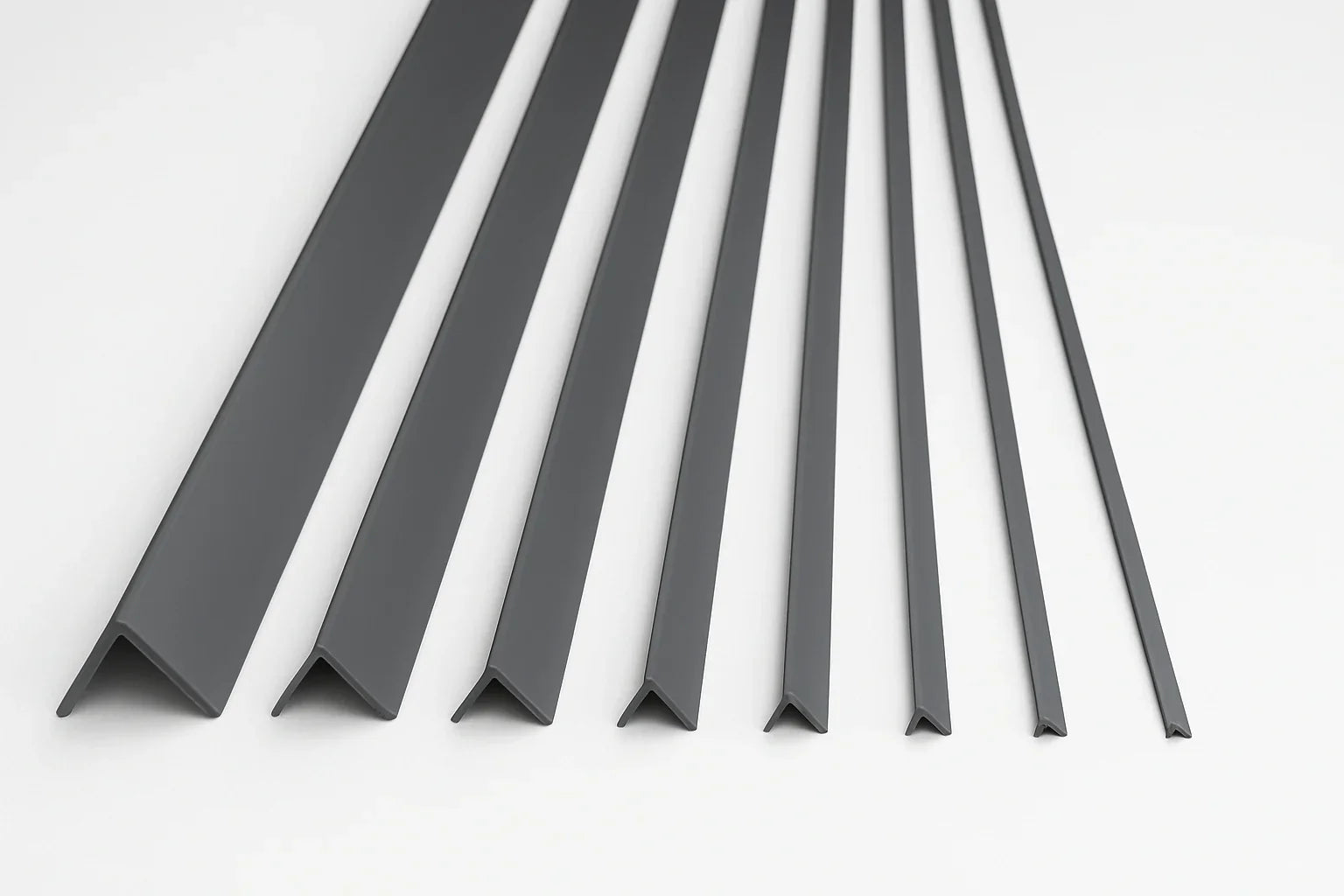 Equal & Unequal Edge Protector Dark Grey PVC Plastic Corner Angle Trim 90° -