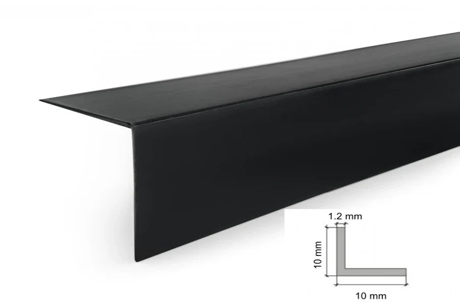 Equal & Unequal Edge Protecto Black PVC Plastic Corner Angle Trim 90°- 10mm x 10mm