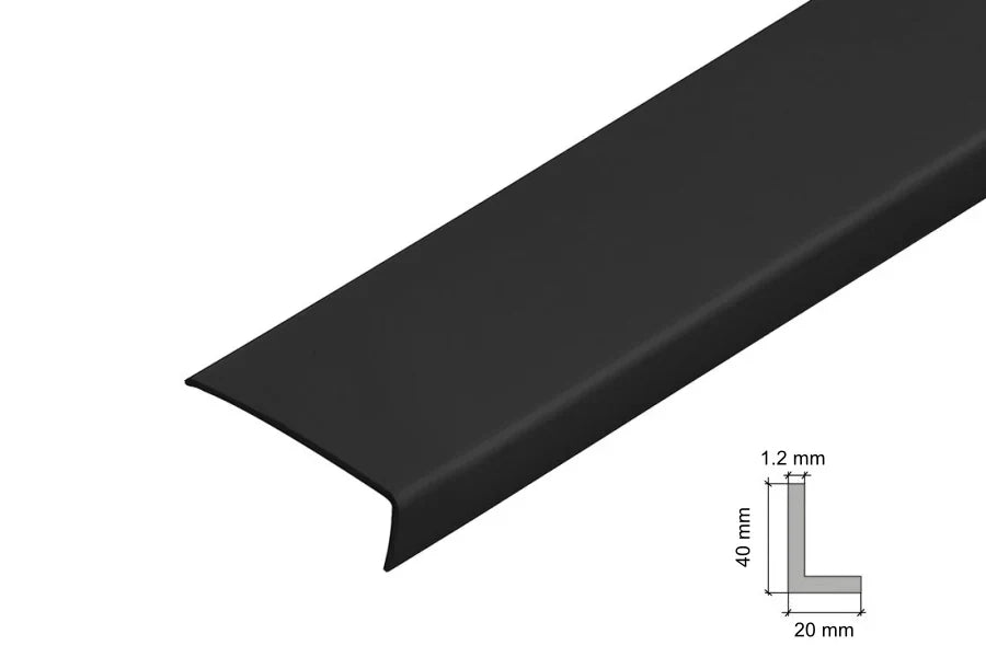 Equal & Unequal Edge Protecto Black PVC Plastic Corner Angle Trim 90° - 40mm x 20mm