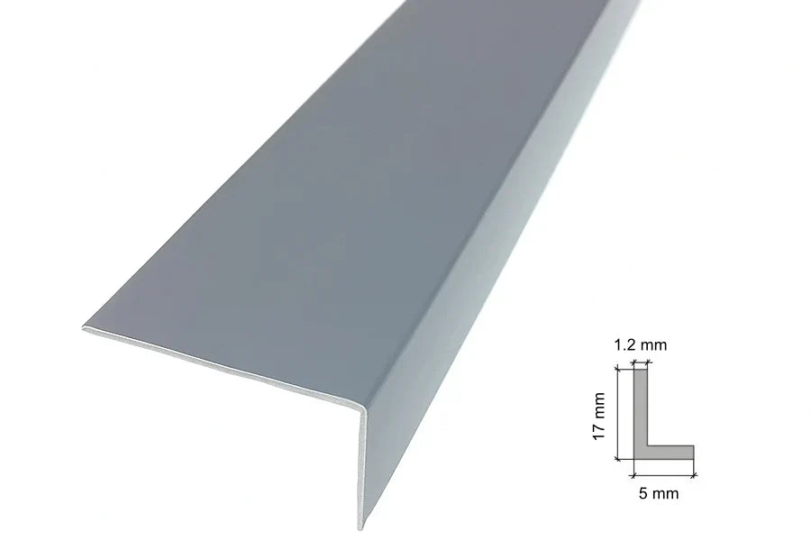 Equal & Unequal Edge Protector Dark Grey PVC Plastic Corner Angle Trim 90° - 17mm x 5mm