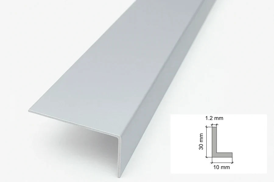 Equal & Unequal Edge Protector Light Grey PVC Plastic Corner Angle Trim 90° - 30mm x 10mm