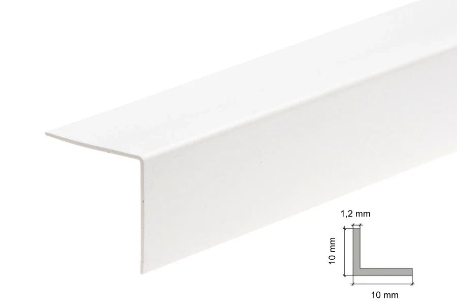 Equal & Unequal Edge Protector White PVC Plastic Corner Angle Trim 90°- 10mm x 10mm