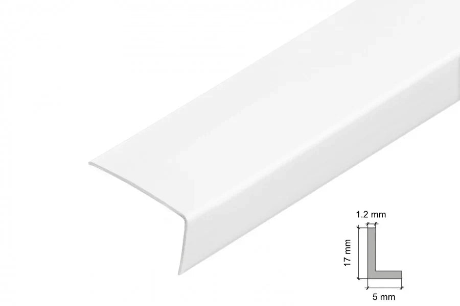 Equal & Unequal Edge Protector White PVC Plastic Corner Angle Trim 90° - 17mm x 5mm