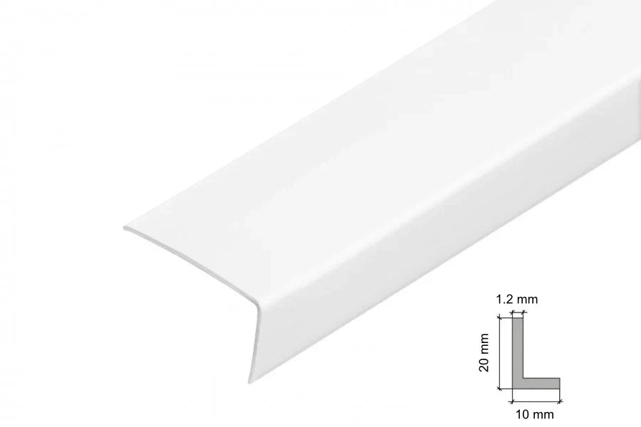 Equal & Unequal Edge Protector White PVC Plastic Corner Angle Trim 90° - 20mm x 10mm