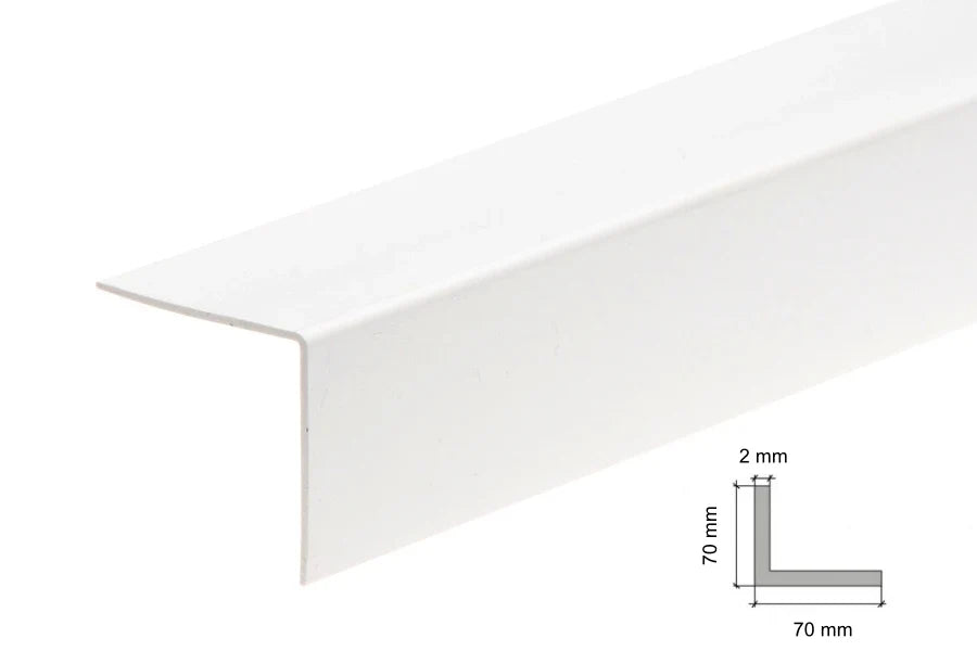 Equal & Unequal Edge Protector White PVC Plastic Corner Angle Trim 90° - 70mm x 70mm