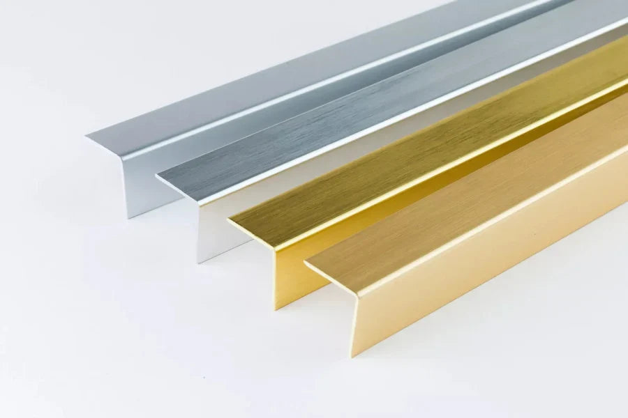 Equal & Unequal Gold & Silver Brushed Finish PVC Plastic Corner Angle Trim Profiles 90° - 04 Image