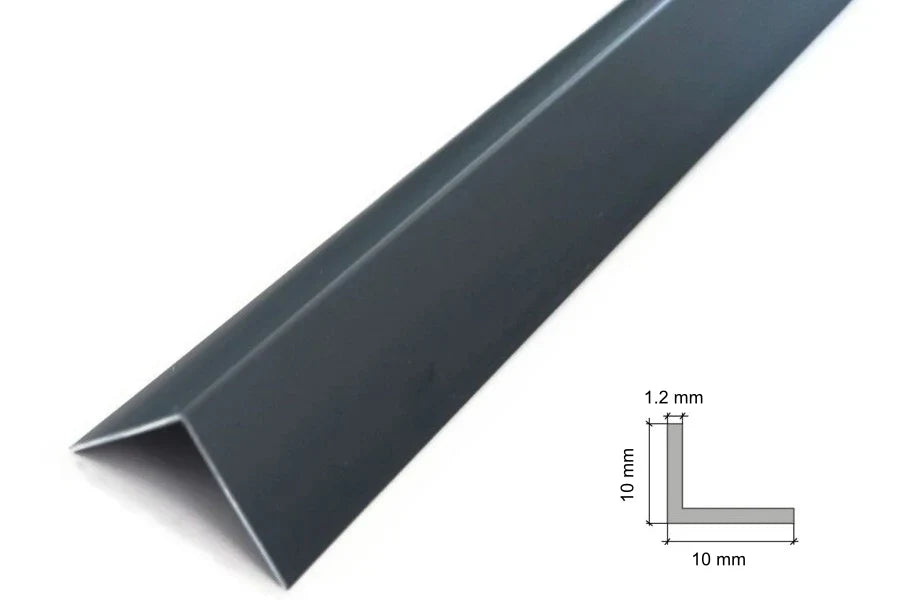 Equal & Unequal RAL 7016 Edge Protector Anthracite PVC Plastic Corner Angle Trim 90°- 10mm x 10mm