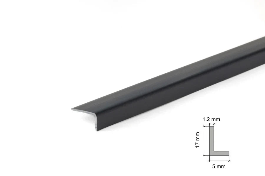 Equal & Unequal RAL 7016 Edge Protector Anthracite PVC Plastic Corner Angle Trim 90°- 17mm x 5mm