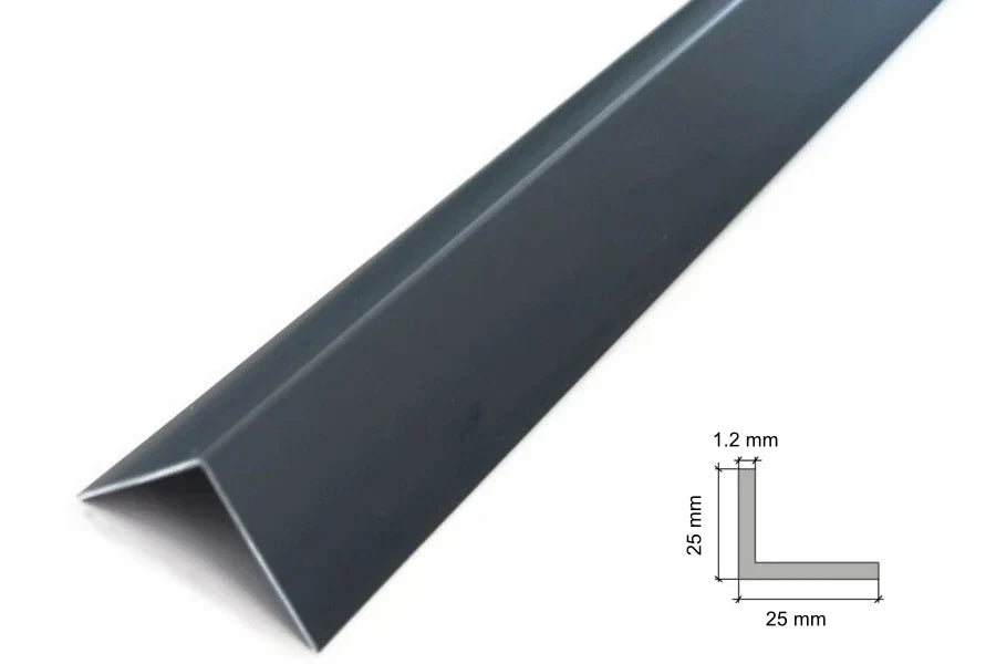 Equal & Unequal RAL 7016 Edge Protector Anthracite PVC Plastic Corner Angle Trim 90°- 25mm x 25mm